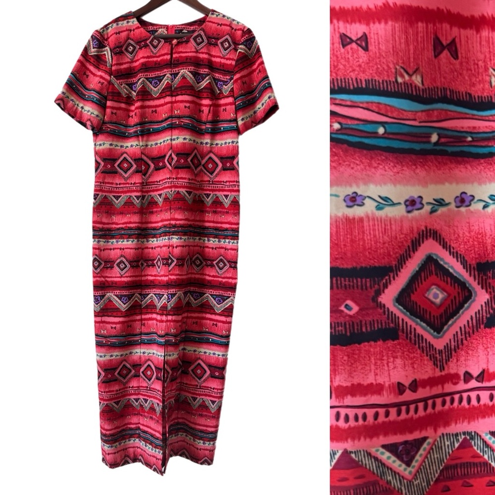 SAG HARBOR Maxi Dress Tribal Aztec Western Sz 10